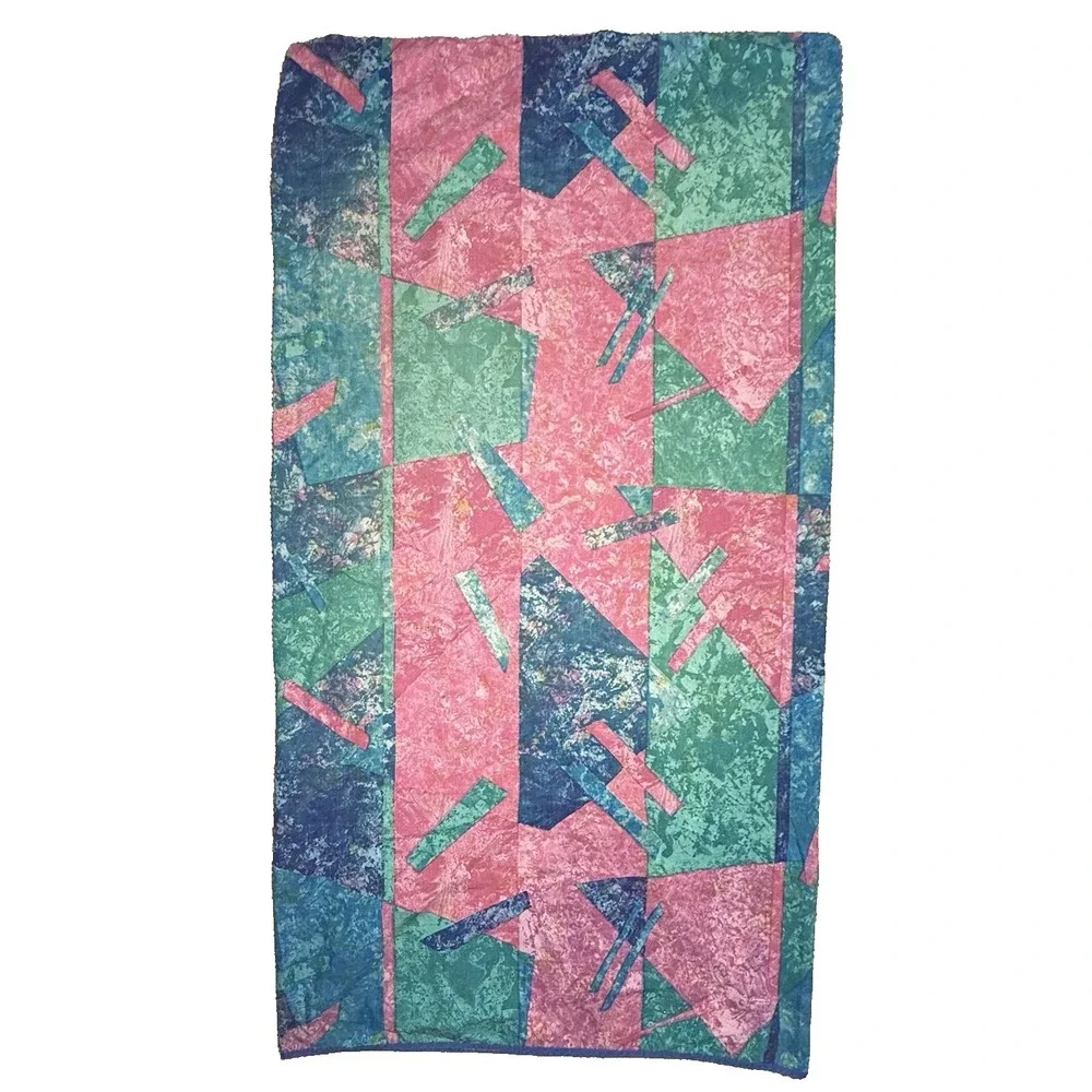 Springmaid Pillowcase Set Jewel Marble KING Geo Abstract‎ Vtg Memphis Blue Pink